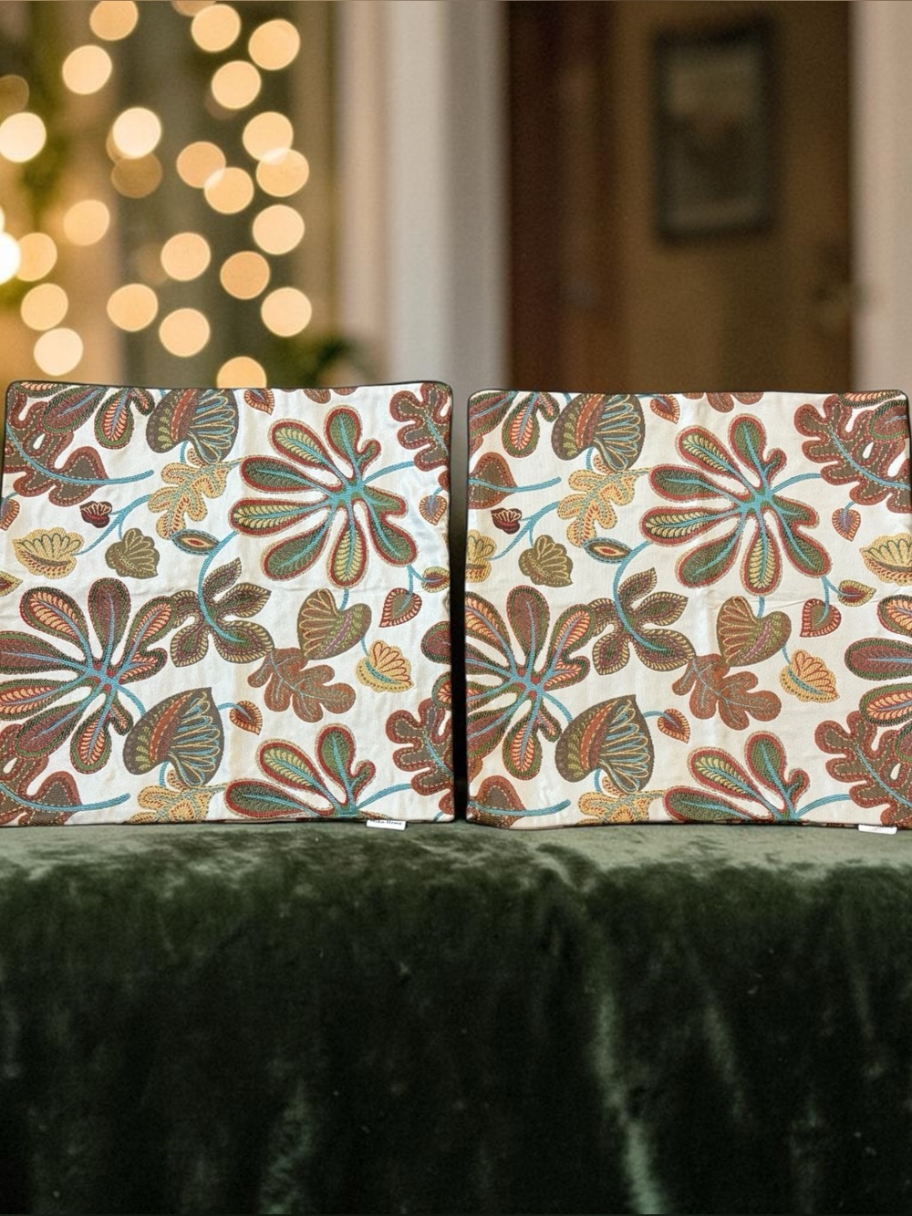 2 Mika Home Jacquard Tropical Leaf Pattern Pillow Cover Sham Zipper Closure